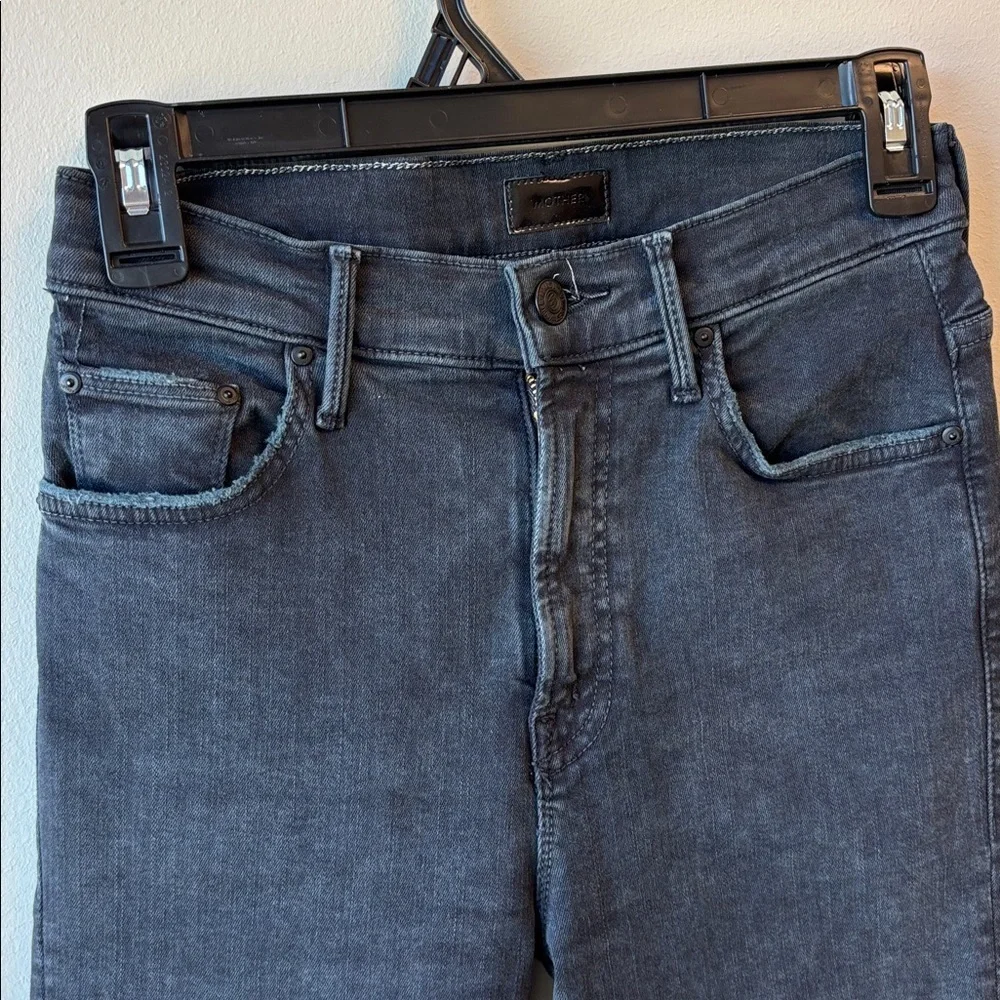 MOTHER Insider Crop Step Fray Jeans 25 faded black